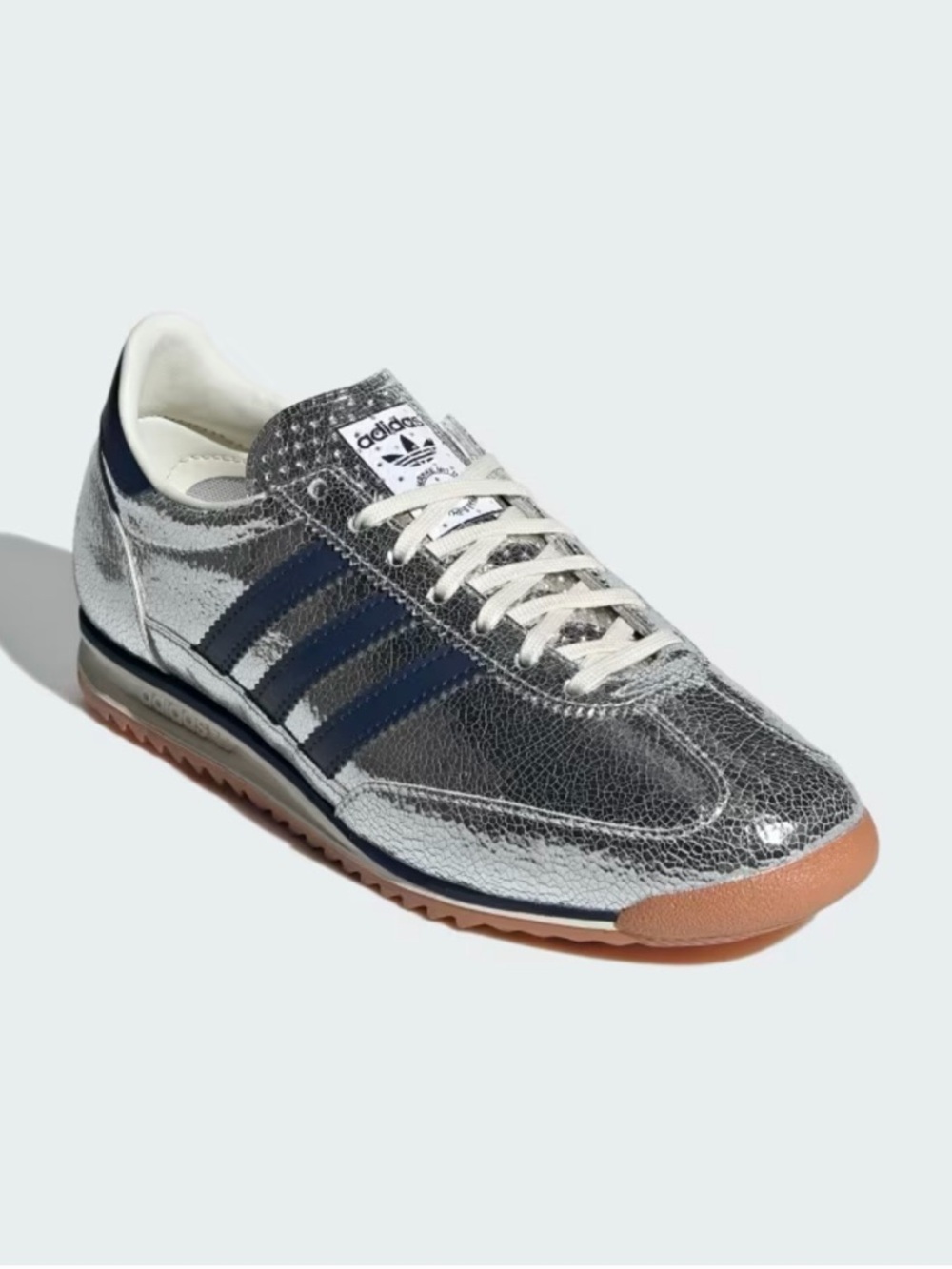 adidas Metallic Silver & Navy Retro Running Sneaker